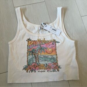 Billabong White Tank Top with Tropical Graphic size small